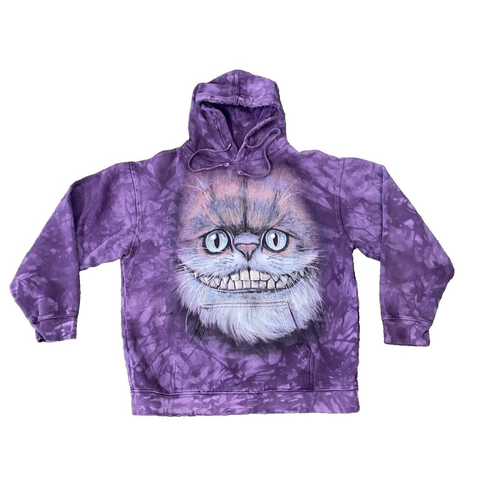 The Mountain Cheshire Cat Tie Dye Hoodie Pullover Purple Medium Unisex "HTF"